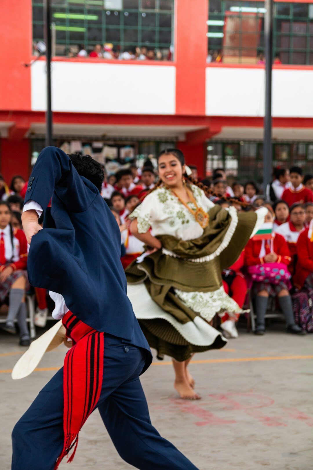 Documentary photo of dancers performing at a traditional Chilean community festival